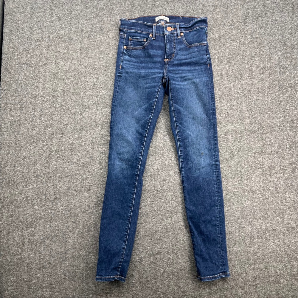 Loft Skinny Crop Jeans Womens 24 Dark Indigo Blue mid rise Denim Stretch Pants